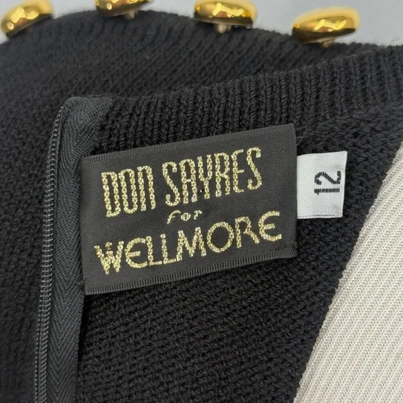 Women's Saks 5th Ave Vintage Don Sayres Wellmore Black Wool Blend Knit
Dress 12 - Picture 4 of 6